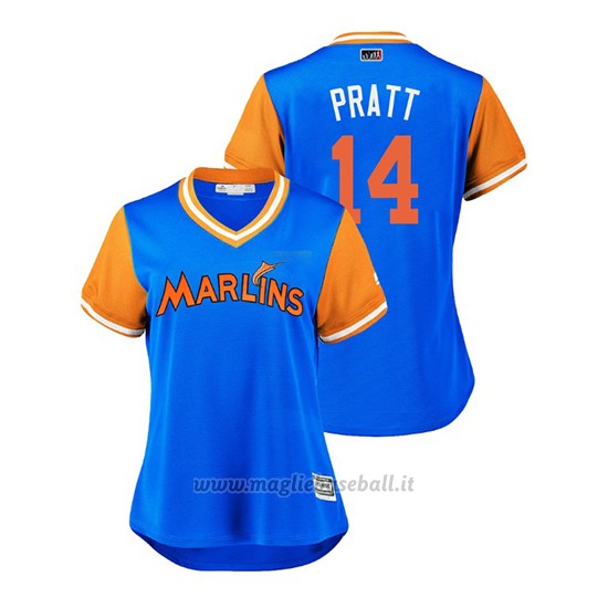 Maglia Baseball Donna Miami Marlins Martin Prado 2018 Llws Players Weekend Pratt Light TOrnto Blue Jays